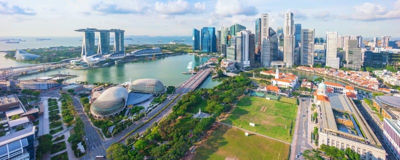 Vue aérienne de la marina de Singapour
