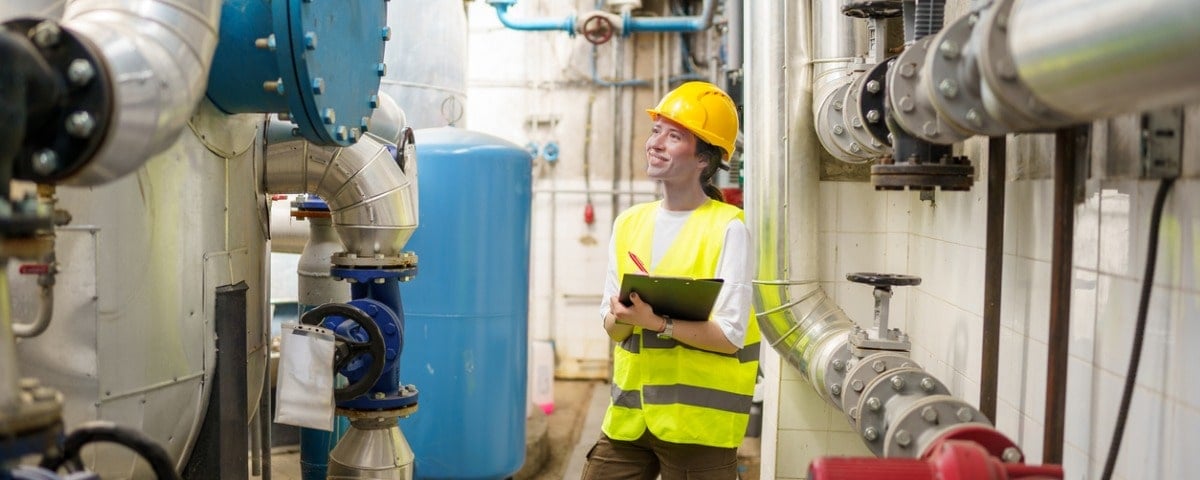 L'ingénieur se concentre sur la maintenance de l'usine et note des informations importantes sur les performances du système de chauffage.